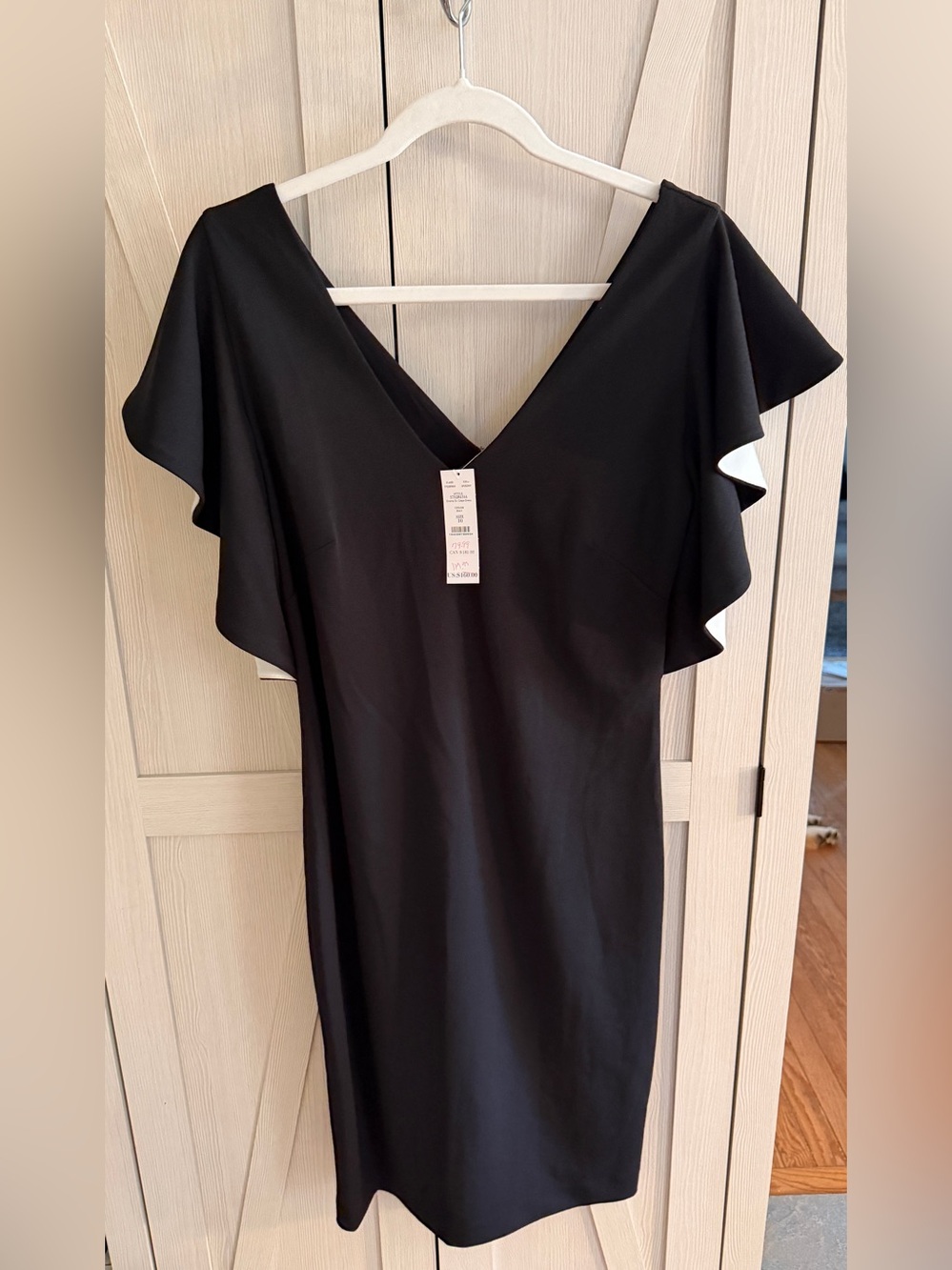WHBM V-Neck Flutter Sleeve Dress